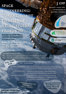 ASSEMBLEA DEGLI ISCRITTI e Convegno SPACE ENGINEERING: UOMINI, ROBOT ED AZIENDE NELLO SPAZIO PROFONDO sabato 20 maggio 2023