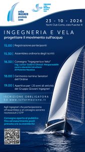ASSEMBLEA DEGLI ISCRITTI e convegno L’INGEGNERIA APPLICATA ALLA VELA – presso Yacht Club Como – venerdì 23 ottobre 2026 ore 15,30