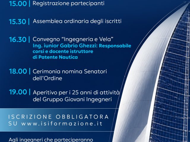 ASSEMBLEA DEGLI ISCRITTI e convegno L’INGEGNERIA APPLICATA ALLA VELA – presso Yacht Club Como – venerdì 23 ottobre 2026 ore 15,30